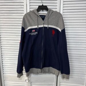 U.S. Polo Assn. Men's Blue and Gray Zip-Up Sweater